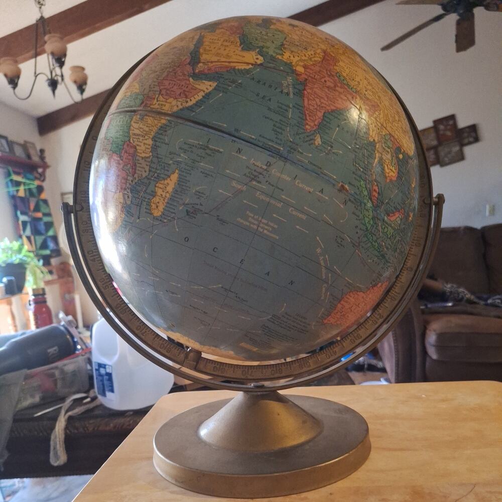 Vintage CRAMS IMPERIAL World Globe 12" Rotates Metal Stand 1980'S USSR C-463
